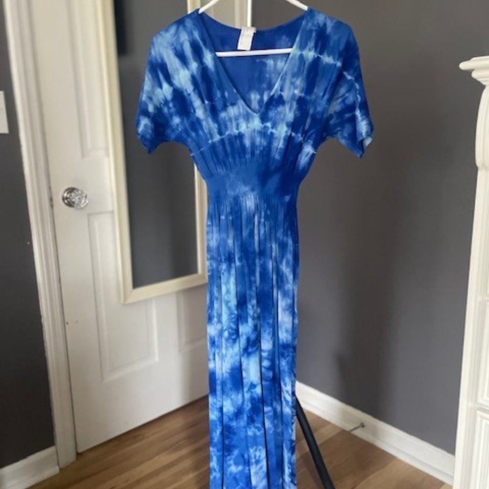 Blue Tie-Die Maxi Dress/Beach Cover-Up